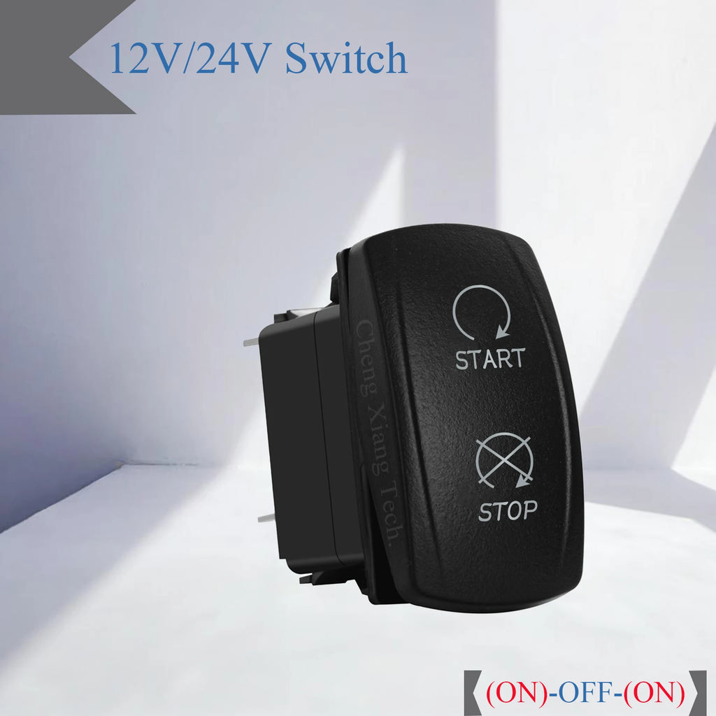 12V Arrow Up Down Rocker Switch White Led 7Pin On-Off-On, Momentary (On)-Off-(On) Toggle Switch Waterproof DPDT Button Switch