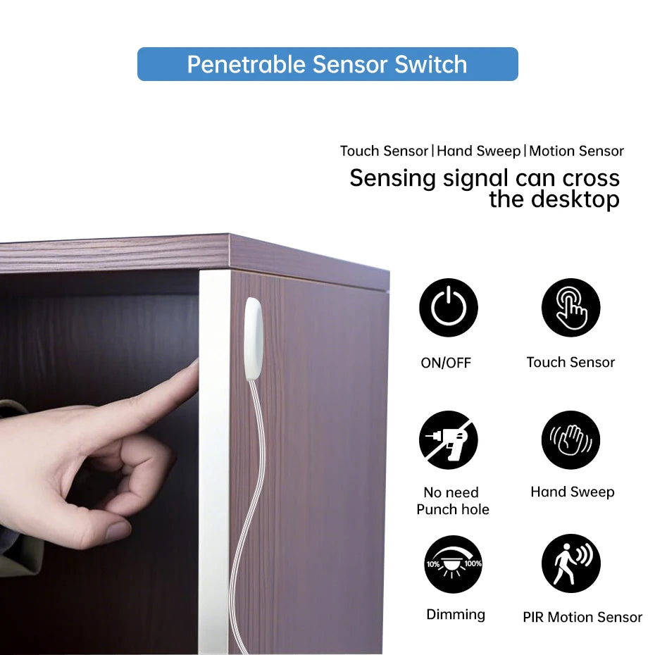 DC12-24V Sensor Switch Penetrable Touch/Hand Sweep/PIR Motion & Dual Door Sensor for Cabinet LED Lighting Control