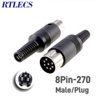 2/5 PCS 3P 4P 5P 6P 7P 8P 13Pin Din Male/Female Plug Soecket Jack With Plastic Handle Keyboard Cable Connector Adaper PS2 DIY
