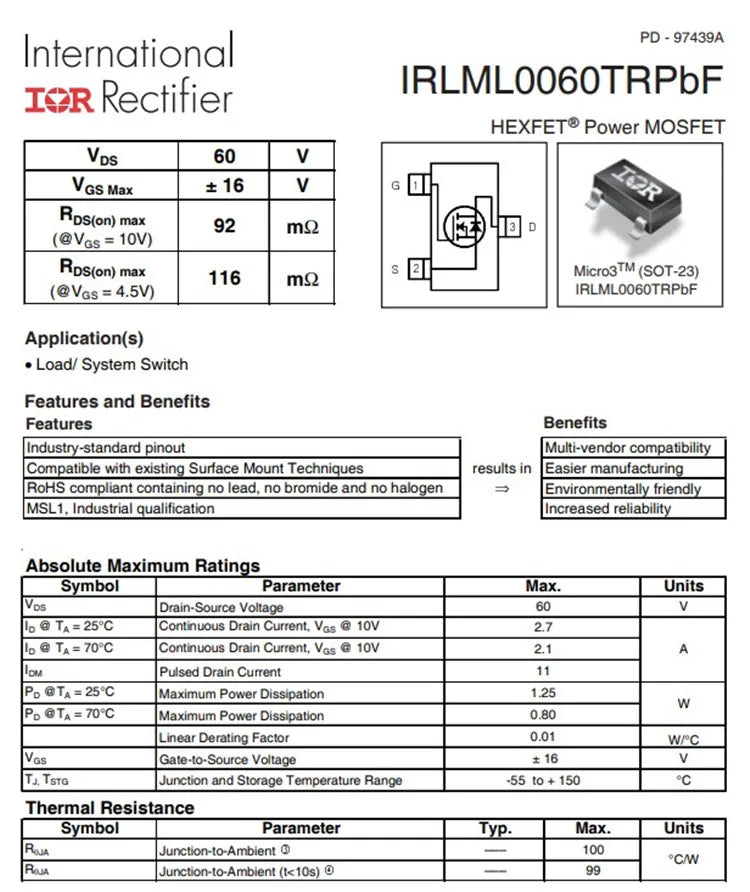 10PCS IRLML0030TRPBF IRLML0030 IRLML0040 IRLML0060 IRLML0100 IRLML2244 IRLML2246 TRPBF SOT23 N/P-Channel MOSFET SMD transistor