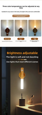 LED Rechargeable Magnetic Wall Lamp Smart Motion Sensor Night Light Portable for Hallway Bedroom Stairs Bathroom Cabinets Decor