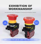 22mm LA36M Emergency Stop Switch Lockable Push Button 12v 24v 220v 10A 1NC 2NC Red Mushroom Head E-Stop Switches On Off VaneAims