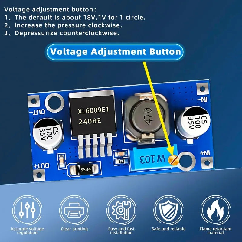 10Pcs XL6009 DC-DC Buck Converter Buck Boost Voltage Power Supply Switch Module 4A 400KHz Adjustable 3.8-30V to 1.25-35V