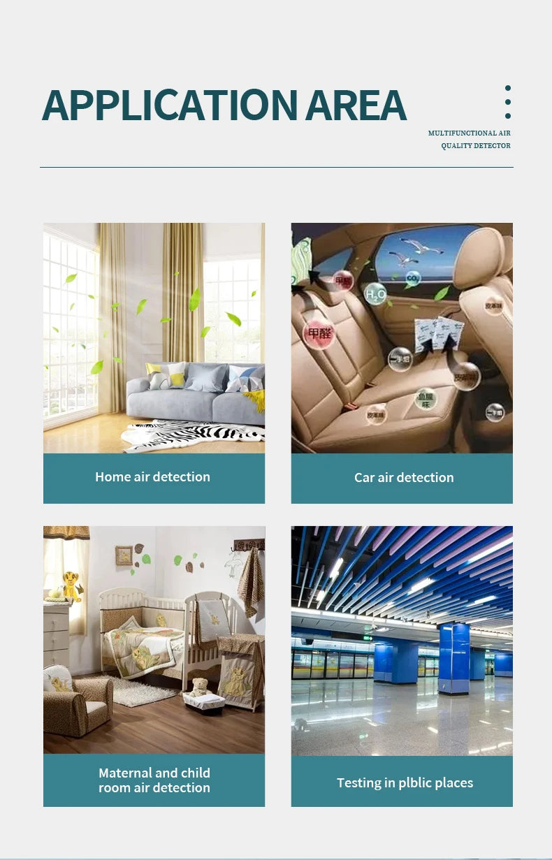 Home Air Quality Monitor Tuya WiFi 15 in 1 TFT Display Portable AQI PM0.3 PM1.0 PM2.5 PM10 CO CO2 TVOC HCHC Tester APP Co 이산화탄소
