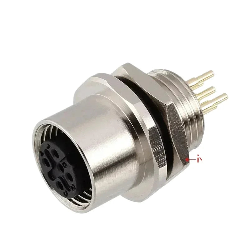 M12 2 3 4 5 6 8 12 17 Core Flange Socket PCB Board Aviation Plug Male and Female Hole size 12/16mm Waterproof Connector