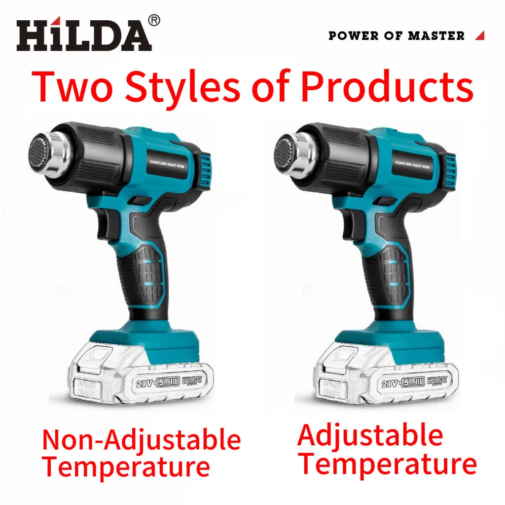 HILDA Handheld Hot Air Gun Adjustable Temperature Non-adjustable Temperature Portable for Makita 21V Battery Electric Heat Gun