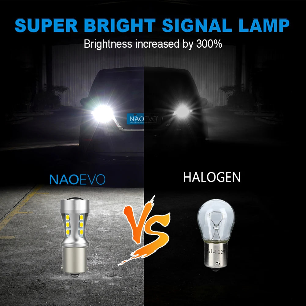 NAO P21W led BAY15D PY21W BA15S White 1300Lm Car LED Bulb P21/5W Turn Signal 1156 3030 1157 T20 W16W T15 W21/5W 7443 W21W 7440