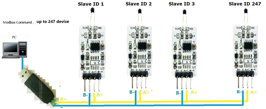 1k-100K Resistance to RS485 RS232(TTL) Converter 10K 3950 NTC Thermistor Temperature Acquisition Module