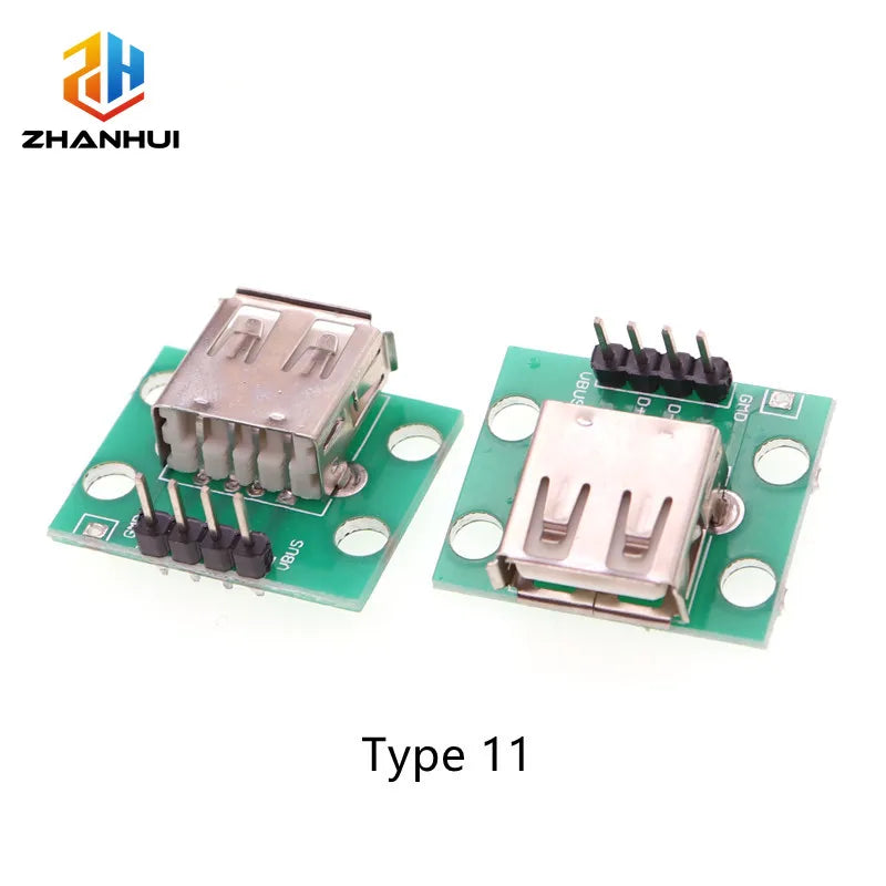 5pcs USB 2.0 Micro Mini A Female/Male USB B to 2.54mm Pin Header PCB Breakout Board Converter Adapter
