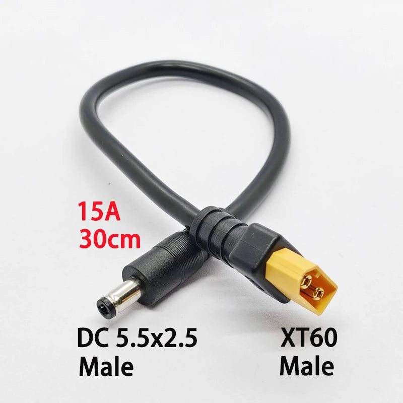 1PC High-quality XT60 Male/Female Connector To DC5.5x2.1/2.5mm Power Cord Adapter For Car Battery Charging Adapter Cord 30CM