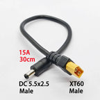1PC High-quality XT60 Male/Female Connector To DC5.5x2.1/2.5mm Power Cord Adapter For Car Battery Charging Adapter Cord 30CM