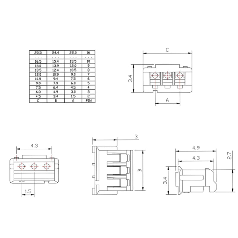 10 Sets JST ZH 1.5mm Wire Connectors, Male Plug & Female Socket Kit (2/3/4/5/6/7/8/10 Pin) Plastic Shell Terminals