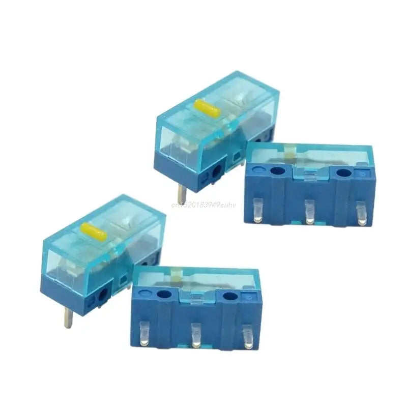 4Pcs New HUANO Blue Transparent  Mouse Micro Switch Button Pink Red Yellow Blue Green Dot Button Switch 3Pin 0.74N