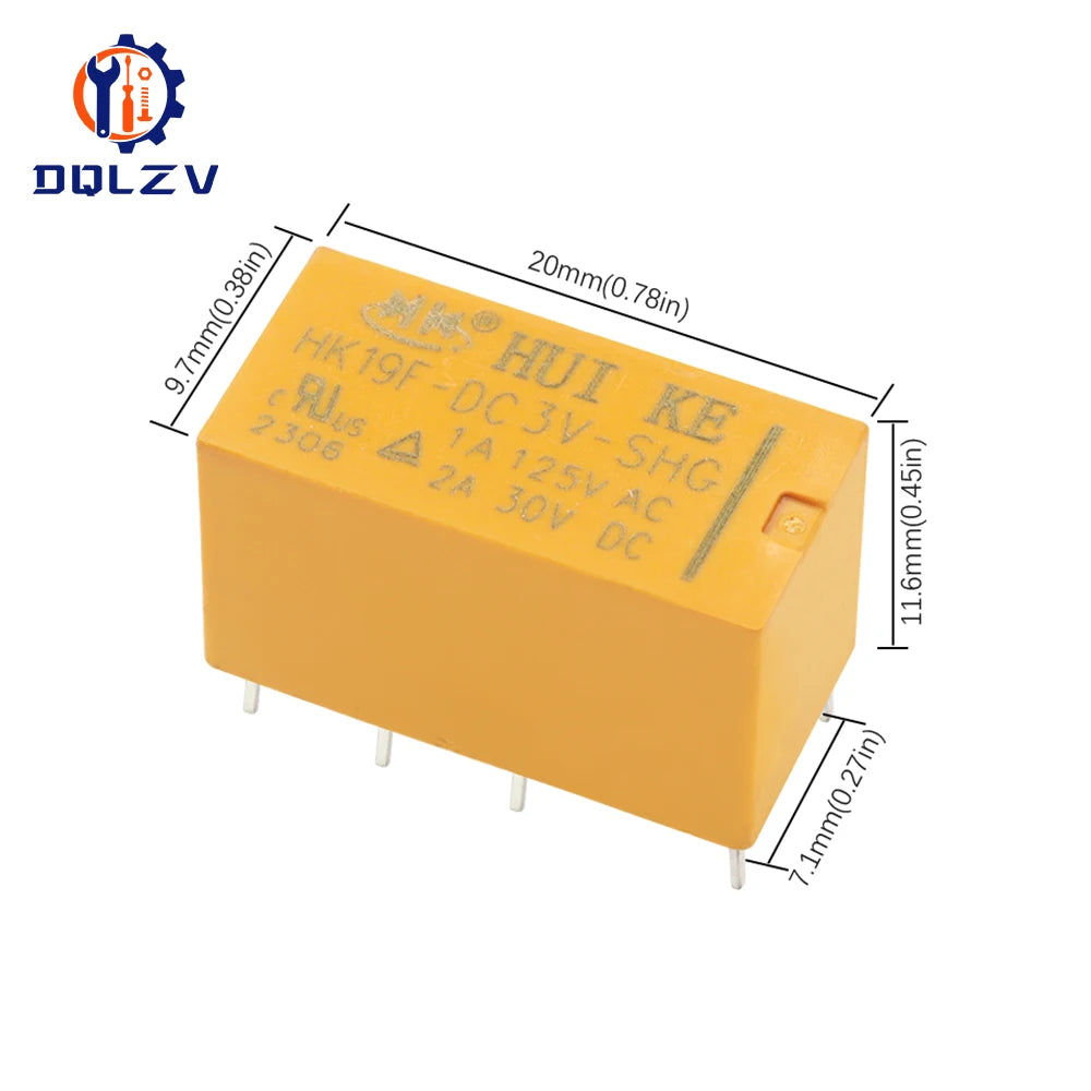 Relay HK19F-DC3V-SHG HK19F-DC5V-SHG HK19F-DC12V-SHG HK19F-DC24V-SHG HK19F-DC24V-SHG HK19F 3V 5V 9V 12V 24V 8PIN 2A Relays