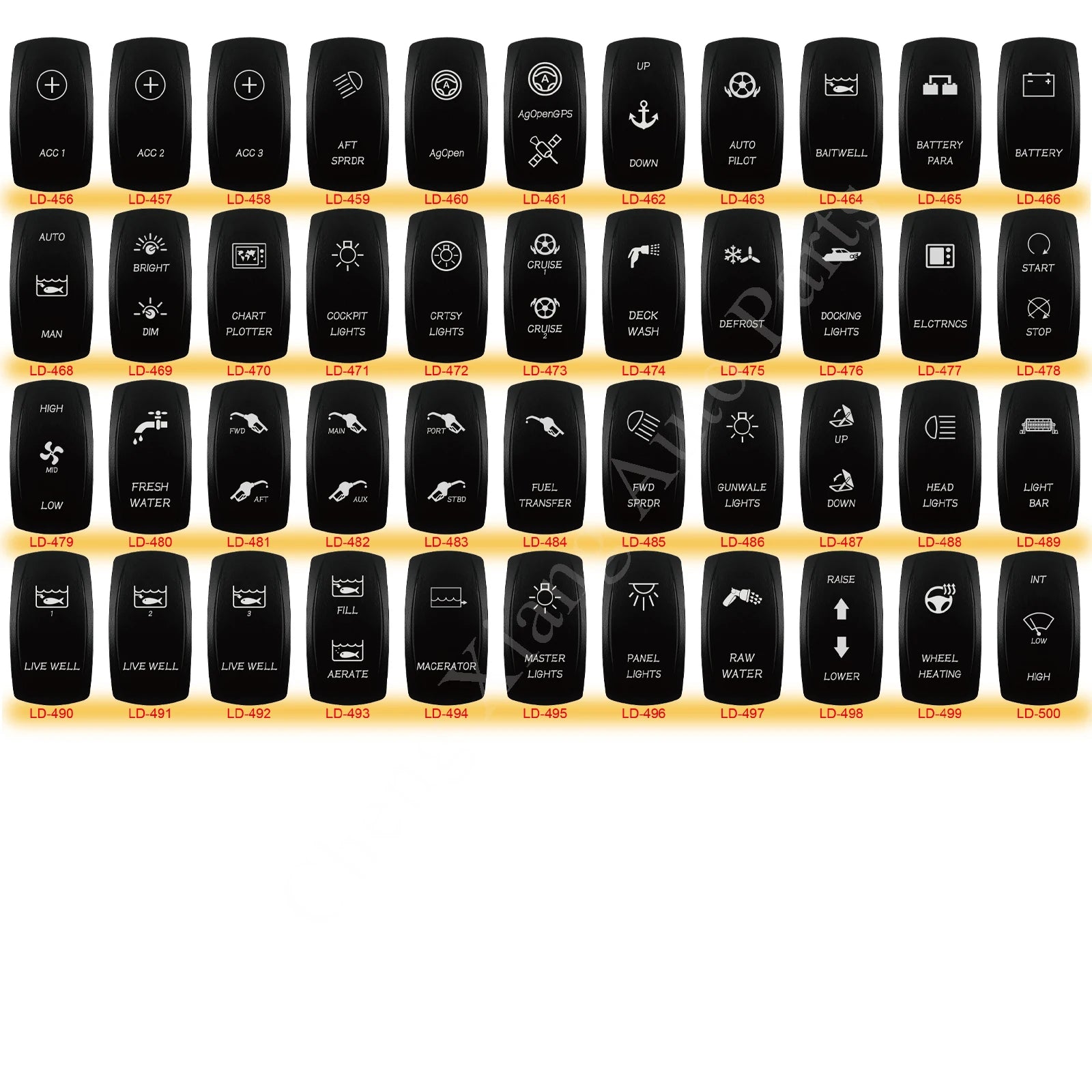 Marine 12V 24V White Led On Off Rocker Switch 5Pin SPST Momentary Switch DPDT ON OFF ON 3-Way for Car Boat Carling 4X4 Narva
