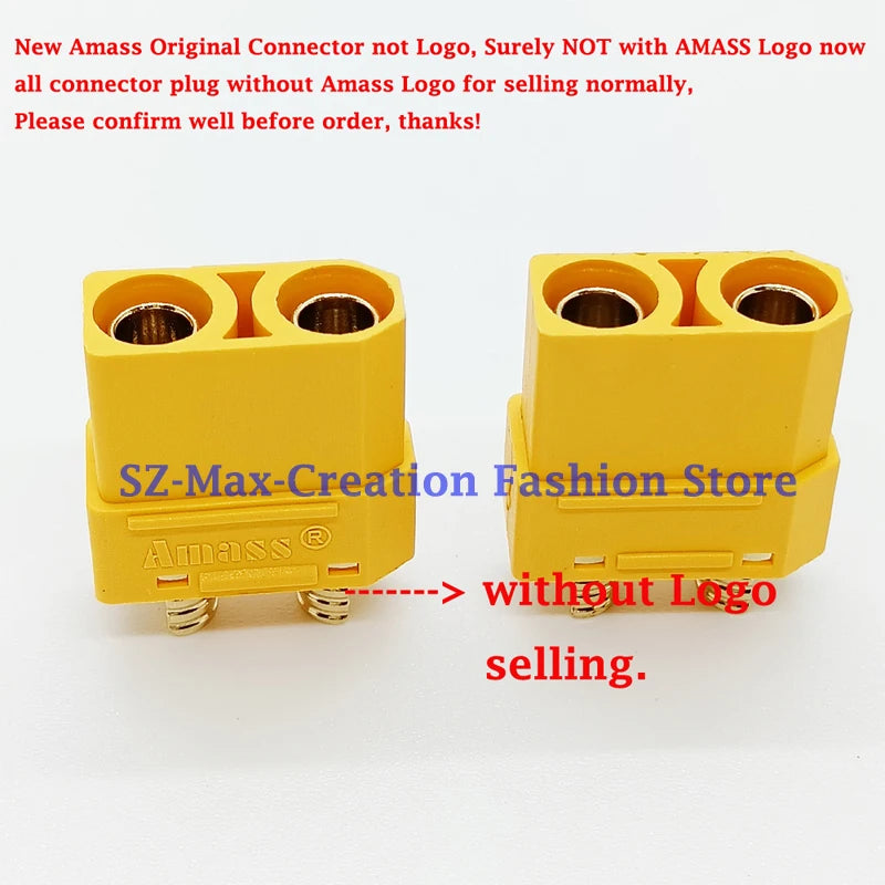 Original Amass XT90E-F Battery Connector XT90E Female Plug Gold-plated XT90 Mountable Connector Plug  Yellow Socket
