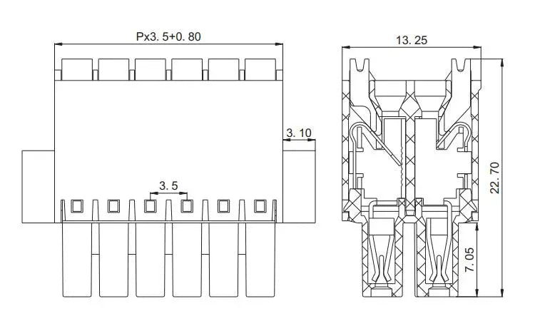 10pcs 2X2-20P KF2EDGKSM-3.5 Compact Double Layer Plug-in Terminal Block Spring Quick Connect DFMC 1,5/20-STF-3,5 1790470 Equival