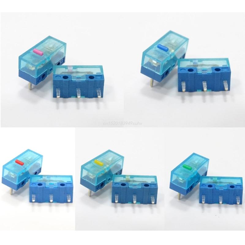 4Pcs New HUANO Blue Transparent  Mouse Micro Switch Button Pink Red Yellow Blue Green Dot Button Switch 3Pin 0.74N