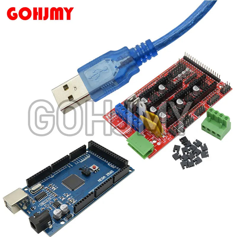 Mega 2560 R3 CH340+1pcs RAMPS 1.4 Controller+5pcs A4988/DRV8825 Stepper Driver Module+1pcs 12864 controller for 3D Printer kit