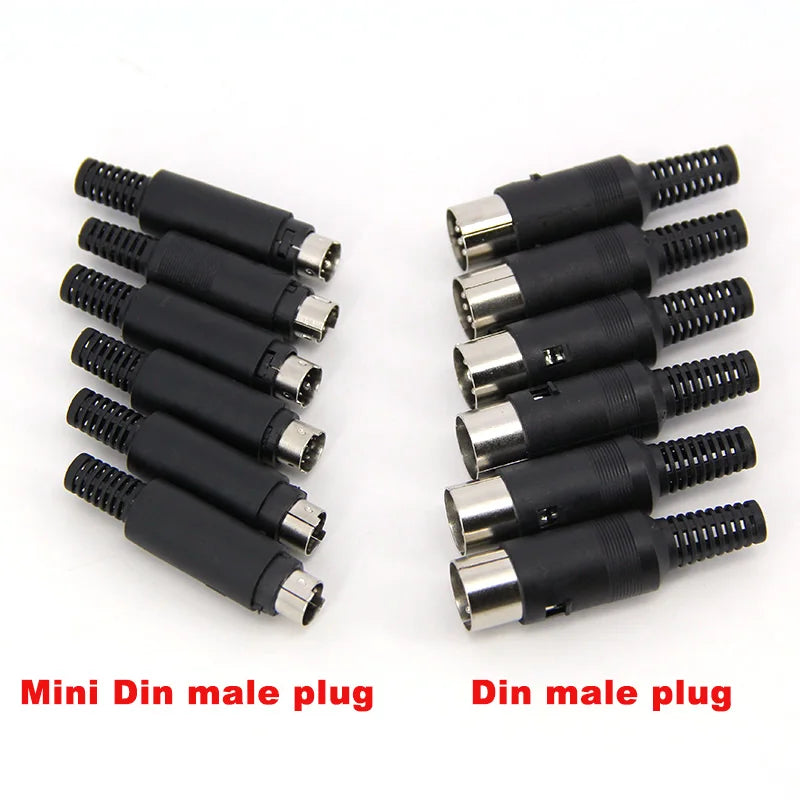 Soldering Cables Mini or DIN 3/4/5/6/7/8 Pin Male Connector S-Video Terminal Circular Plug Plastic Handle Adapter u