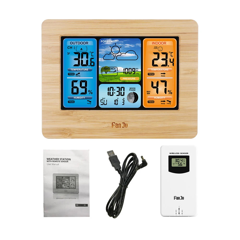 LCD Digital Weather Station Thermometer Hygrometer Barometer Alarm Clock Weather Forecast Wireless Sensor Home Hygrothermograph