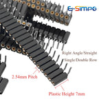 2.54mm Round Hole RA Straight Single/Dual Row 0.1" Breakable Stackable PCB IC Crystal Transistor PH 7mm Female Tin Pin Header