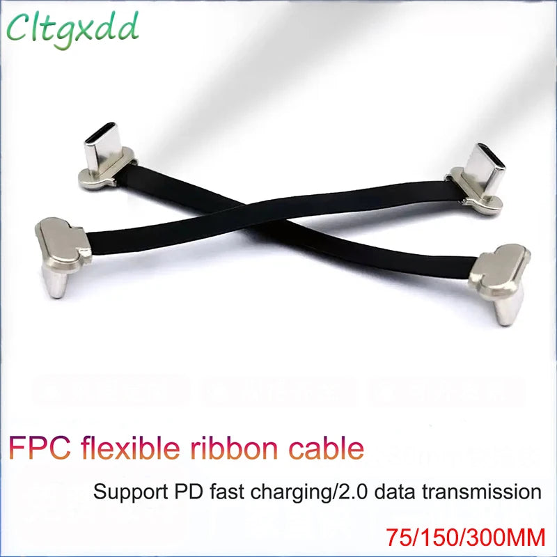 1X TYPEC FPC Flexible Ribbon Cable Male To Male Bidirectional Flexible Ribbon  Carplay Box 75/150/300mmPD Fast Charging 2.0 Data