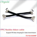 1X TYPEC FPC Flexible Ribbon Cable Male To Male Bidirectional Flexible Ribbon  Carplay Box 75/150/300mmPD Fast Charging 2.0 Data