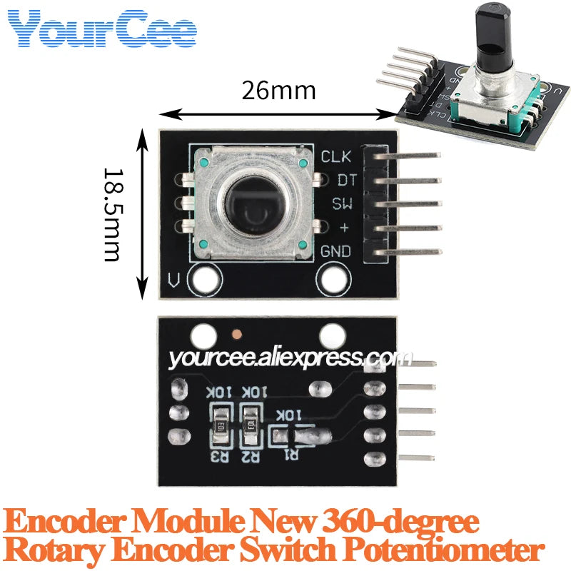 2pcs/1pc EC11 360 Degree Rotary Encoder Module with Knob Cap Potentiometer Digital Pulse Output for Household Electric Appliance