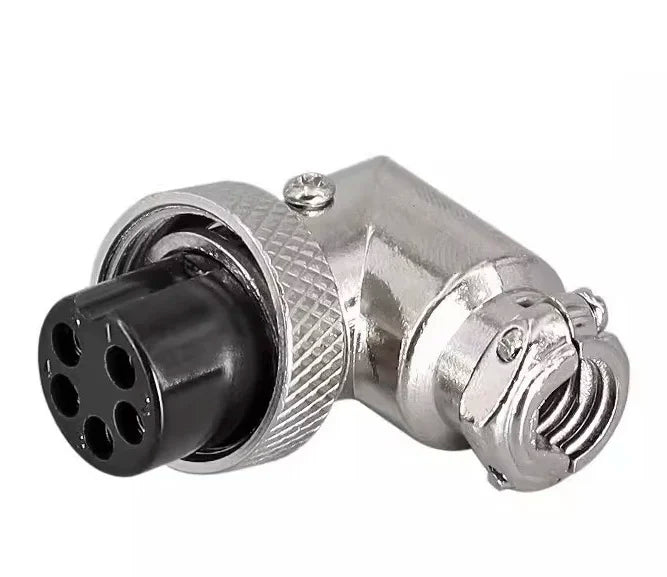 90 Degree Right Angle GX16 Aviation Connector, 2‑8 Pin L‑Shape Male Female Circular Plug Socket for Industrial Equipment