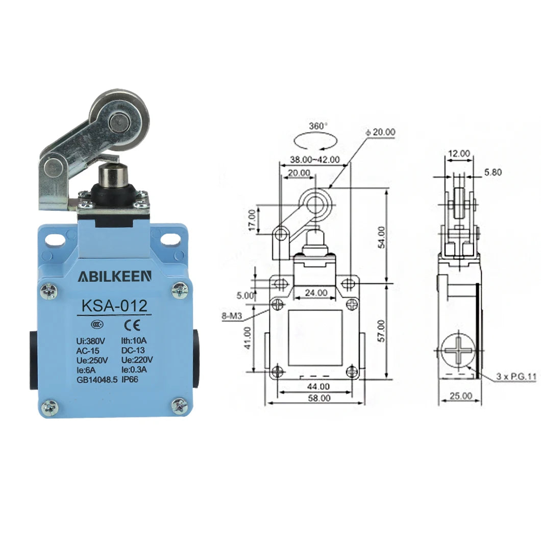 ABILKEEN Stainless Steel IP66 Waterproof KSA Series Industrial Machine Limit Switch Multiple Styles Limit Switch Available