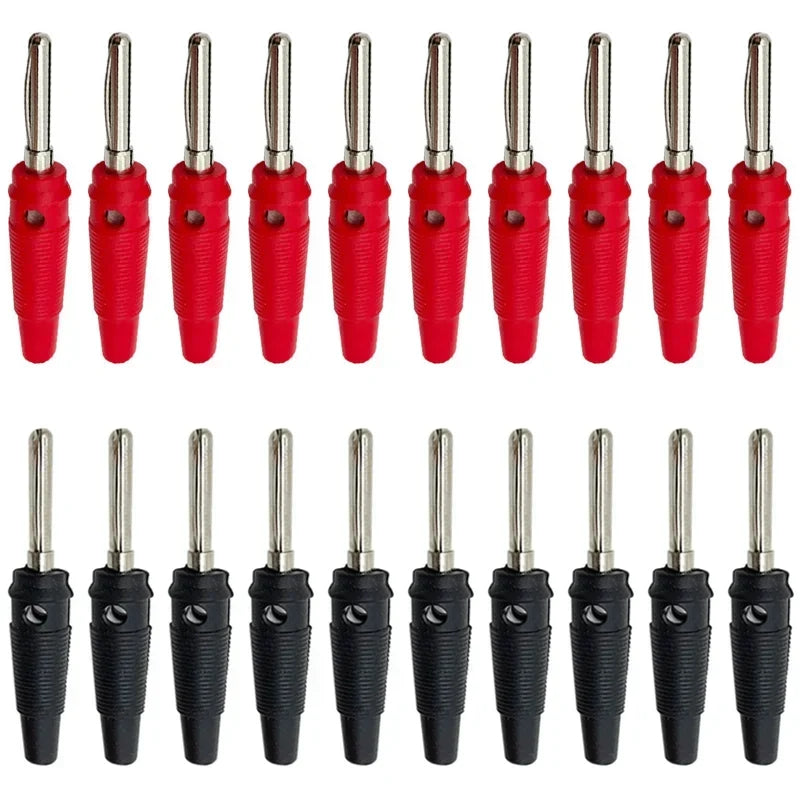 20/100Pcs 4mm Banana Plug Connectors Black And Red High Current Insulated Shrouded Stackable Connector Screw Connection