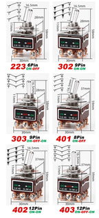 High Current Rocker Switch 2/3/4/6/8/9/12Pin Self Reset/Self-locking Toggle Switch Copper Pin 32A 250VAC Power Button Switch
