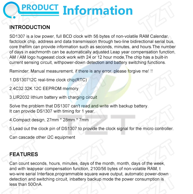 DS1302 DS1307 DS3231 AT24C32 IIC Module Precision Clock Module DS3231SN Memory Module Real Time Module 3.3V 5V For Raspberry Pi