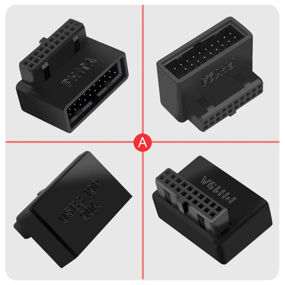 USB 3.0 19/20pin Male to Female Extension Adapter Angled 90 Degree Converter for Motherboard Connector Socket PH19A