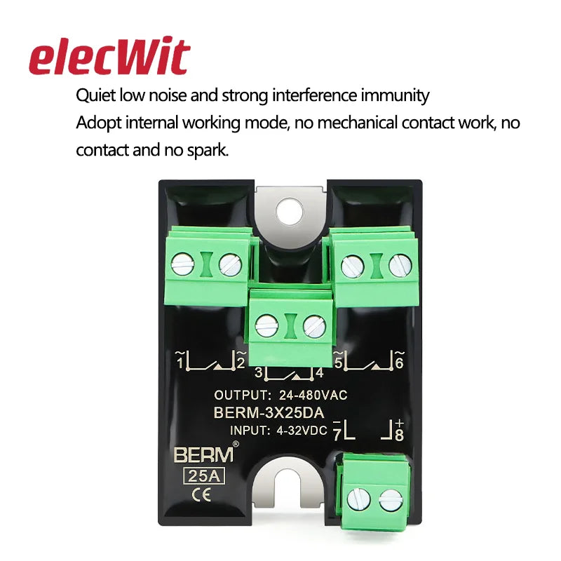 small three-phase solid state relay 220V three-way single control SSR-3X25DA DC control AC 25A