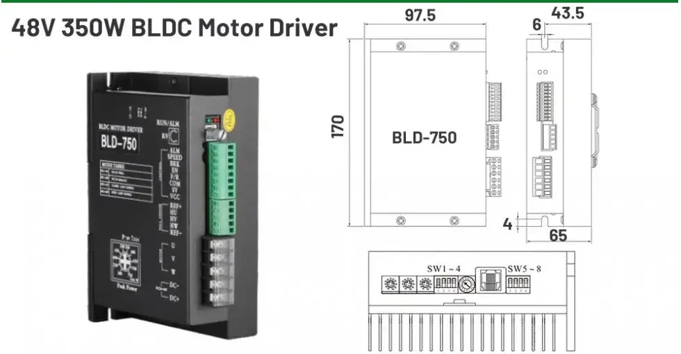 DC24V/48V AC220V Nema23 Nema34 Brushless Motor Driver Kit 57mm 86mm 65W-800W BLDC Motor Hall Sensor 3000rpm For PCB Drilling