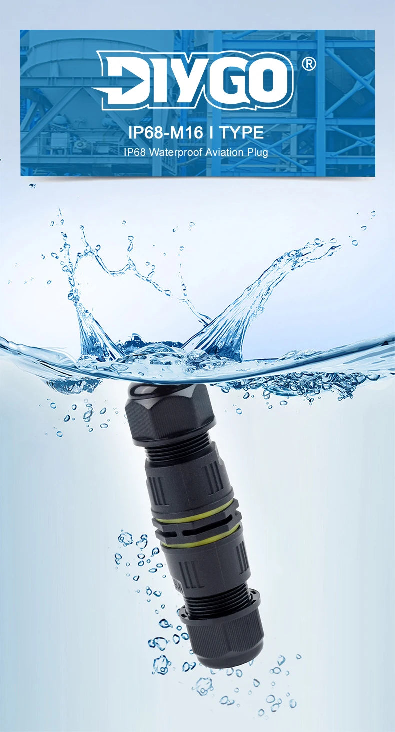 IP68 M16 Waterproof Connector,Electric Junction Box 2/3Pin Screw connection Solderless For 3-10mm Cable,Adapter terminal Outdoor
