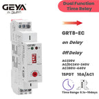 GEYA GRT8-EC 10A Dual Function Timer Relay on Delay or off Delay Relay AC220V/DC24V AC380V ACDC24V-240V Time Relay CE CB ROHS