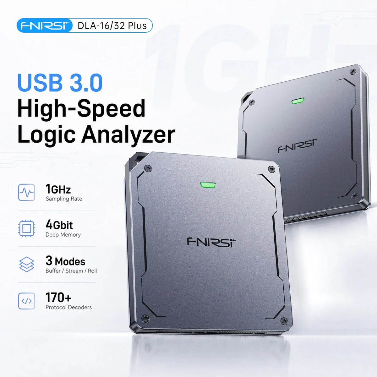FNIRSI USB Logic Analyzer 16/32 Channels USB3.0 Protocol Debug Protocol Decoding Software 1GHz Sample Rate Digital Analyzer Tool