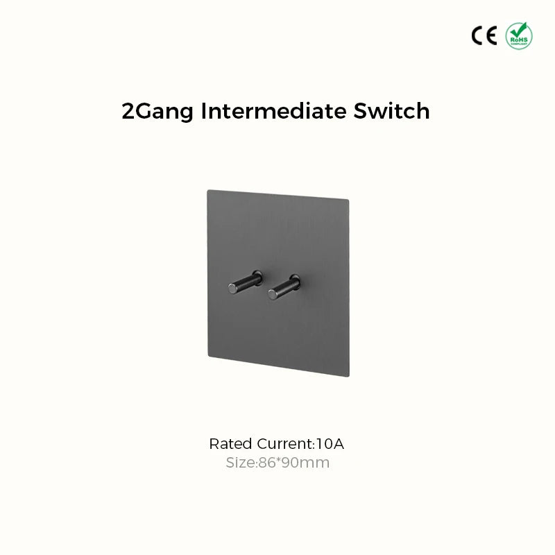 Avoir Wall Toggle Switch Gray Stainless Steel Panel Light Switches 2Way Power Socket Europe Korea French Electrical Outlets Home