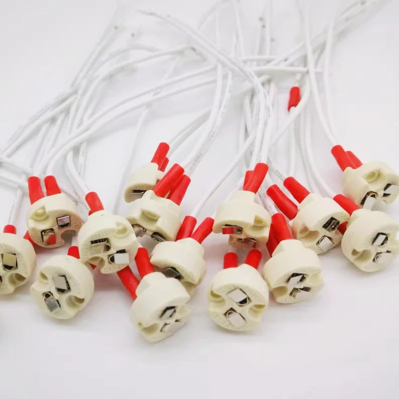 MR16 Lamp Base Ceramic Socket Base with 15/20/30cm Silicone Cable wire for LED and Halogen Lamps G4 G5.3 GY6.35 Accessory Plug