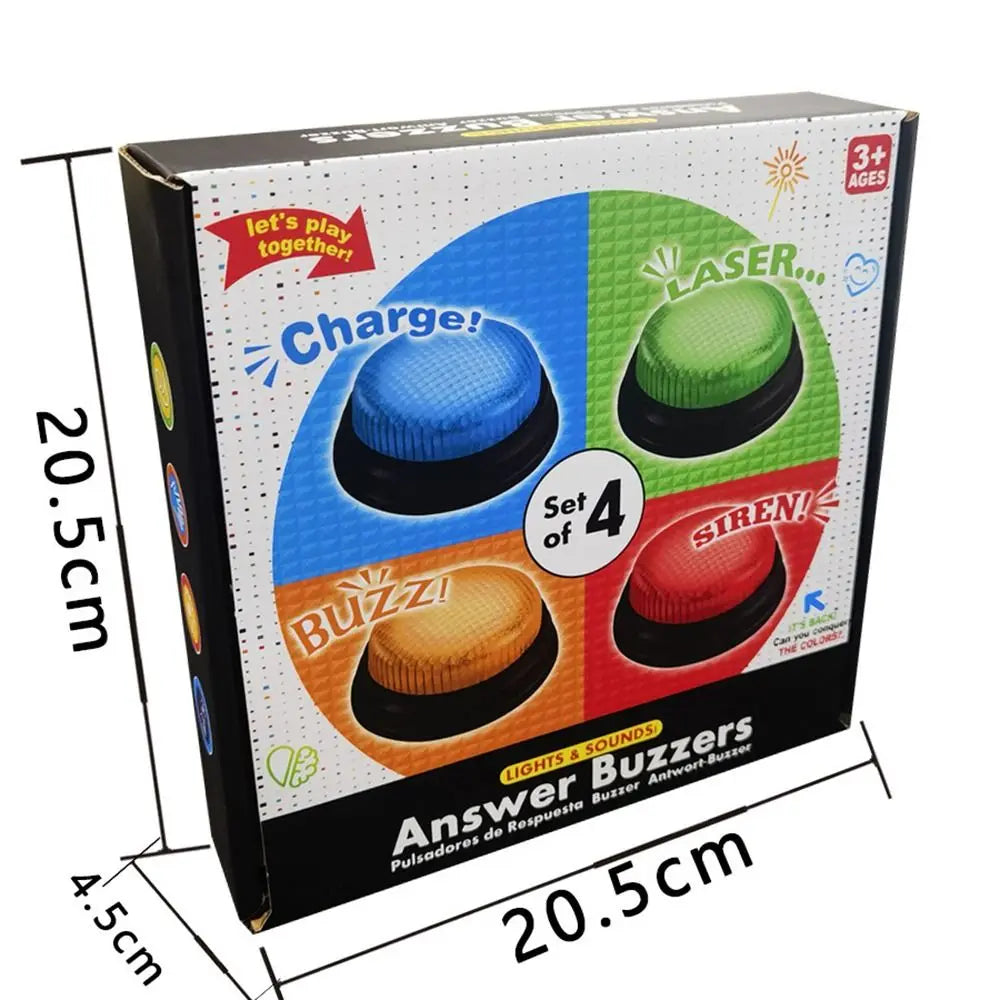 4pcs Fashion 4Colors Answer Buzzers with Lights and Sound Trivia Games Game Buzzers Family Feud Jeopardy Buzzer for Classroom