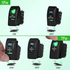 12V/24V Marine Rocker Switch Green LED SPST ON-OFF & DPDT ON-OFF-ON Momentary Toggle for 4x4 Off-Road RZR ATV ARB Carling Style