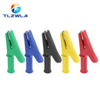 5PCS Pure Copper Insulated Test Alligator Clip 10MM Opening With 4MM Jack Safety Crocodile Clamps For Banana Plug Or Welding