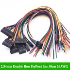 2.54MM Double Row DUPONT LINE Connector Plug With Wire Jumper Cable 30CM 26AWG 2*2/3/4/5/6/7/8/10 PIN Female Single/Double Head