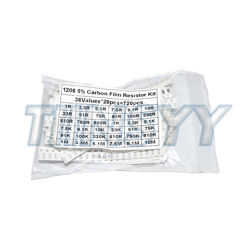 720PCS 0603 0805 1206 SMD resistors Assorted Kit 36Values 1R - 10M Resistors Assorted Set