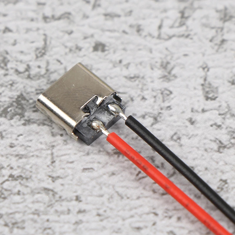 5pcs Type-C 2pin Soldered Female Base W/ Wire Typec Female Socket For Mobile Phone Charging Type -c Port Charging Interface Jack