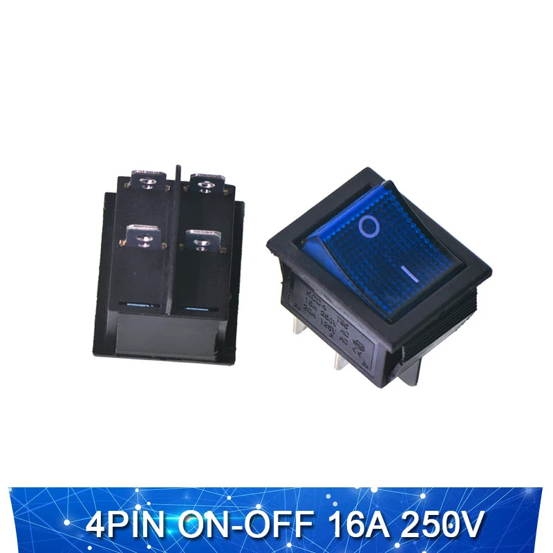 KCD4 Rocker switch ship type switch rocker power button 4/6PIN red light green light 31x25mm16A/30A 250v ON-OFF/ON-OFF-ON
