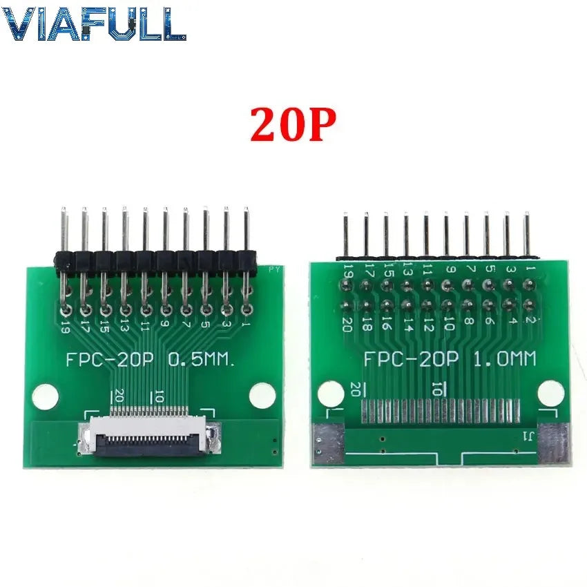 0.5mm FPC/FFC Breakout Board with Right Angle Male Pins, Pre-Soldered 2.54mm DIP Adapter for Flat Ribbon Cable, 4-80P